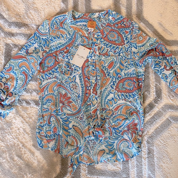 Ruby Rd. Front Tie Blouse - Picture 1 of 5